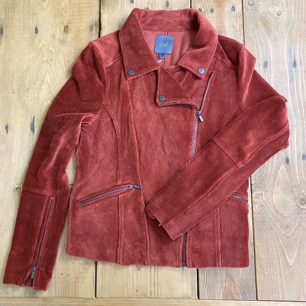 Lysse New York Dark orange Corduroy‎ Blazer Jacket Diagonal Zip S